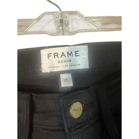 Frame Film Noir Black Forever Karlie Raw Hem Skinny Ankle Jeans Women Sz 25 - Picture 8 of 11